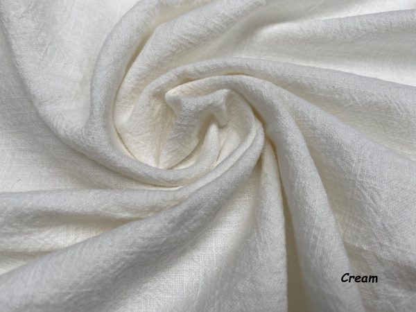 Cream Stone Washed Pure Plain Linen Fabric Material - 100% Linens Home Decor Bedding Clothes Curtains - 55" 140cm Wide - Image 2