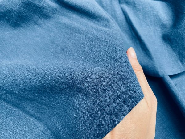 Navy Blue Stone Washed Pure Plain Linen Fabric Material - 100% Linens Home Decor Bedding Clothes Curtains - 55" 140cm Wide