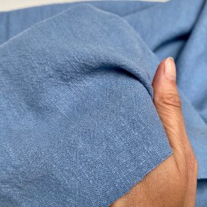 Denim Blue Stone Washed Pure Plain Linen Fabric Material - 100% Linens Home Decor Bedding Clothes Curtains - 55" 140cm Wide