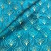 Diamond Art Deco Rhombus Damask Peacock Fan Fabric - Furnishing, Curtains, Upholstery Material - 55"/140cm Wide - Turquoise & Gold - Image 2