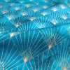 Diamond Art Deco Rhombus Damask Peacock Fan Fabric - Furnishing, Curtains, Upholstery Material - 55"/140cm Wide - Turquoise & Gold - Image 4