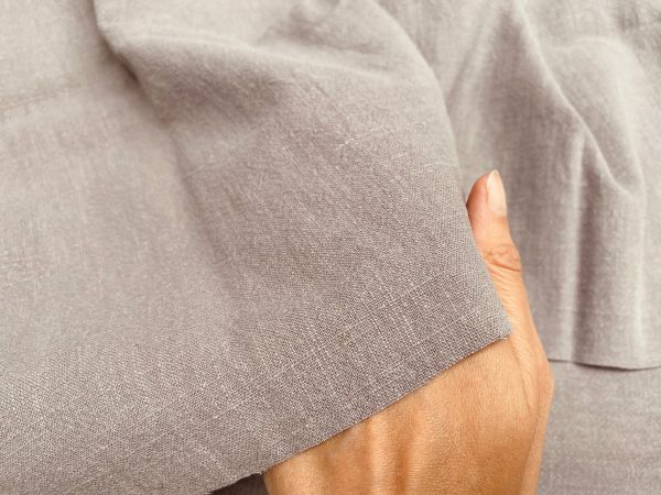Grey Plum Stone Washed Pure Plain Linen Fabric Material - 100% Linens Home Decor Bedding Clothes Curtains - 55" 140cm Wide