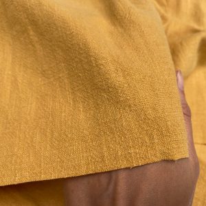 Mustard Stone Washed Pure Plain Linen Fabric Material - 100% Linens Home Decor Bedding Clothes Curtains - 55" 140cm Wide