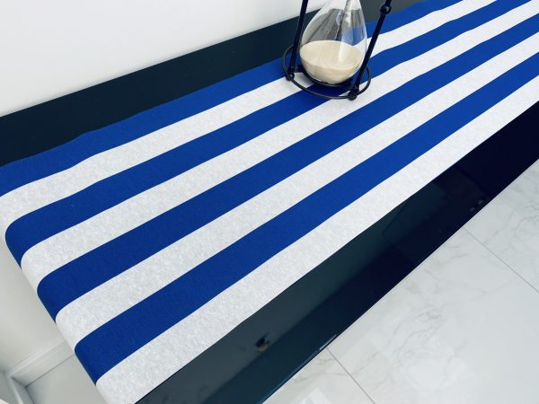 WHITE Striped Teflon Table Runner For Events, Weddings, Home decor, Water Repellent - 12'' wide - Any Length - Image 3