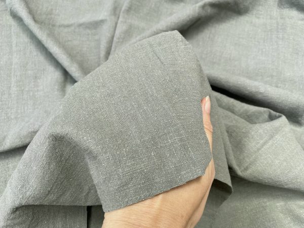 Khaki Green Stone Washed Pure Plain Linen Fabric Material - 100% Linens Home Decor Bedding Clothes Curtains - 55" 140cm Wide