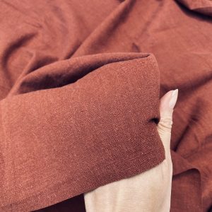 Burgundy Red Stone Washed Pure Plain Linen Fabric Material - 100% Linens Home Decor Bedding Clothes Curtains - 55" 140cm Wide