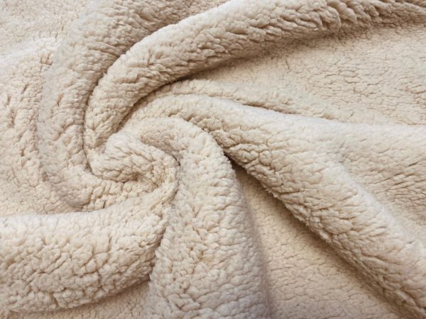 Sherpa Fleece Fabric Super Soft Stretch Material Home Decor Upholstery Dressmaking - 64"/165 cm Wide - CREAM