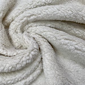 Sherpa Fleece Fabric Super Soft Stretch Material Home Decor Upholstery Dressmaking - 64"/165 cm Wide - WHITE