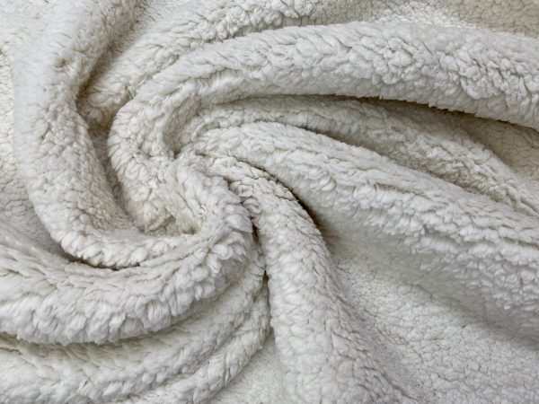 Sherpa Fleece Fabric Super Soft Stretch Material Home Decor Upholstery Dressmaking - 64"/165 cm Wide - WHITE