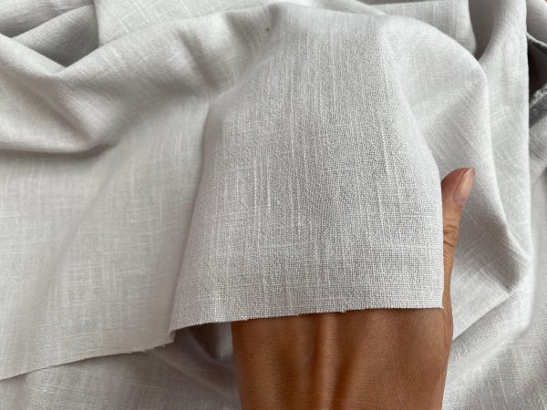 Silver Grey Stone Washed Pure Plain Linen Fabric Material - 100% Linens Home Decor Bedding Clothes Curtains - 55" 140cm Wide