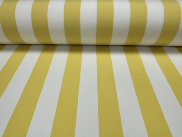 Yellow & White Striped DRALON Outdoor Fabric Acrylic Teflon Waterproof Upholstery Material For Cushion Gazebo Beach - 63"/160cm Wide - Image 3