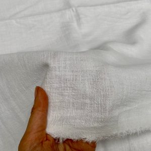 White Stone Washed Pure Plain Linen Fabric Material - 100% Linens Home Decor Bedding Clothes Curtains - 55" 140cm Wide
