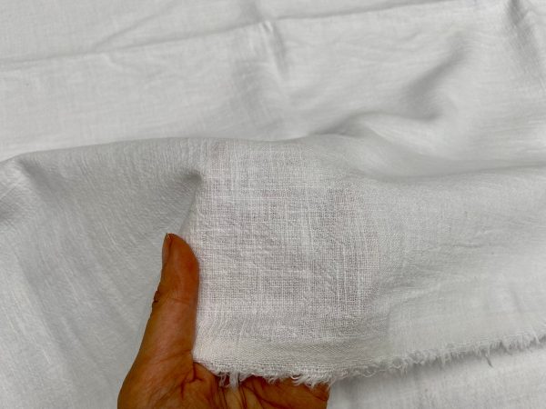 White Stone Washed Pure Plain Linen Fabric Material - 100% Linens Home Decor Bedding Clothes Curtains - 55" 140cm Wide