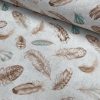 Feathers Fabric Falling Wing Falling Feather Canvas - Curtains, Upholstery, Dress Material - 140 cm or 55" Wide Textile - Beige Turquoise