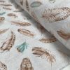 Feathers Fabric Falling Wing Falling Feather Canvas - Curtains, Upholstery, Dress Material - 140 cm or 55" Wide Textile - Beige Turquoise - Image 4