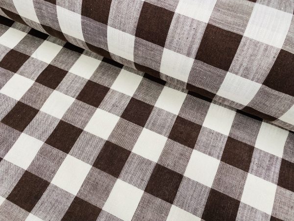 Gingham Linen Checked Linen Fabric Plaid Material Buffalo Check Cotton Yarn -140cm wide - Black, Blue, Red, Pink, Orange, Khaki, Grey, Brown - Image 8