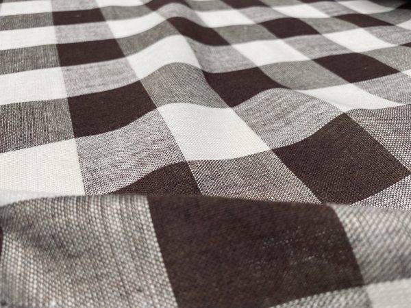 Gingham Linen Checked Linen Fabric Plaid Material Buffalo Check Cotton Yarn -140cm wide - Black, Blue, Red, Pink, Orange, Khaki, Grey, Brown - Image 9