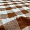 Light Brown & White Gingham Linen Checked Terracotta Linen Fabric Plaid Material Buffalo Check Cotton Yarn Tartan - 59" or 150cm wide - Image 5