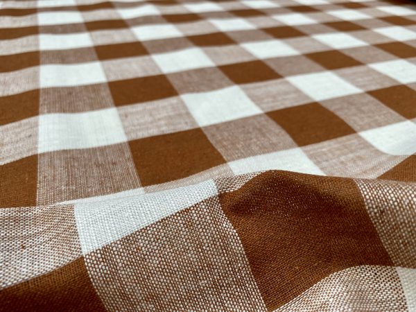 Gingham Linen Checked Linen Fabric Plaid Material Buffalo Check Cotton Yarn -140cm wide - Black, Blue, Red, Pink, Orange, Khaki, Grey, Brown - Image 11