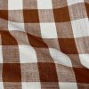 Light Brown & White Gingham Linen Checked Terracotta Linen Fabric Plaid Material Buffalo Check Cotton Yarn Tartan - 59" or 150cm wide - Image 4