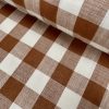 Light Brown & White Gingham Linen Checked Terracotta Linen Fabric Plaid Material Buffalo Check Cotton Yarn Tartan - 59" or 150cm wide