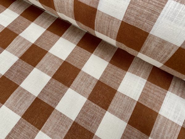 Gingham Linen Checked Linen Fabric Plaid Material Buffalo Check Cotton Yarn -140cm wide - Black, Blue, Red, Pink, Orange, Khaki, Grey, Brown - Image 10