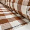 Light Brown & White Gingham Linen Checked Terracotta Linen Fabric Plaid Material Buffalo Check Cotton Yarn Tartan - 59" or 150cm wide - Image 2