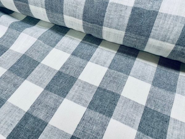 Gingham Linen Checked Linen Fabric Plaid Material Buffalo Check Cotton Yarn -140cm wide - Black, Blue, Red, Pink, Orange, Khaki, Grey, Brown - Image 16