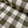 Khaki Green & White Gingham Linen Checked Linen Fabric Plaid Material Buffalo Check Cotton Yarn Tartan - 59" or 150cm wide