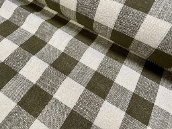 Gingham Linen Checked Linen Fabric Plaid Material Buffalo Check Cotton Yarn -140cm wide - Black, Blue, Red, Pink, Orange, Khaki, Grey, Brown - Image 14