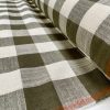 Khaki Green & White Gingham Linen Checked Linen Fabric Plaid Material Buffalo Check Cotton Yarn Tartan - 59" or 150cm wide - Image 2