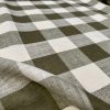 Khaki Green & White Gingham Linen Checked Linen Fabric Plaid Material Buffalo Check Cotton Yarn Tartan - 59" or 150cm wide - Image 3