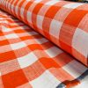 Orange & White Gingham Linen Checked Linen Fabric Plaid Material Buffalo Check Cotton Yarn Tartan - 59" or 150cm wide - Image 2