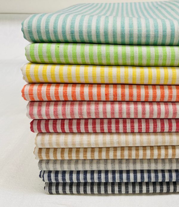 Candy Stripe Linen Fabric Light Cotton Material Cute Striped White Linen Home Decor, Dressmaking - 59" or 150cm wide - Red - Image 5
