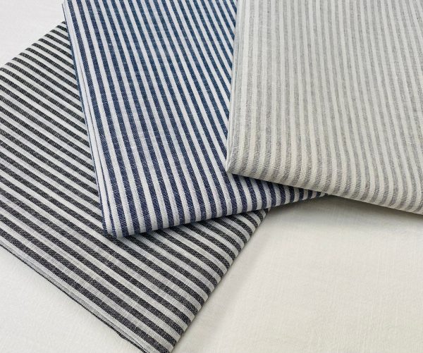 Candy Stripe Linen Fabric Light Cotton Material Cute Striped White Lines Home Decor, Dressmaking - 59" or 150cm wide - Image 3