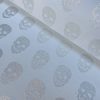Skulls - Glitter Silver Thread Lurex Fabric Metallic Look Halloween Skull Double Face Jacquard Material Curtain, Upholstery - 55"/140cm wide - White