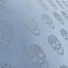 Skulls - Glitter Silver Thread Lurex Fabric Metallic Look Halloween Skull Double Face Jacquard Material Curtain, Upholstery - 55"/140cm wide - White - Image 2