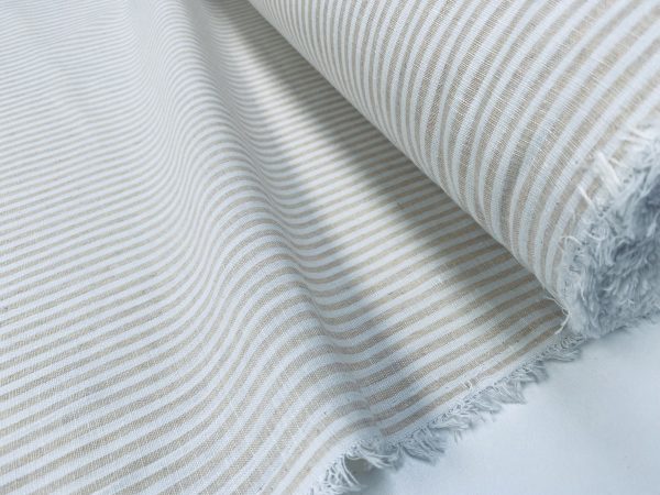Candy Stripe Linen Fabric Light Cotton Material Cute Striped White Lines Home Decor, Dressmaking - 59" or 150cm wide - Image 33