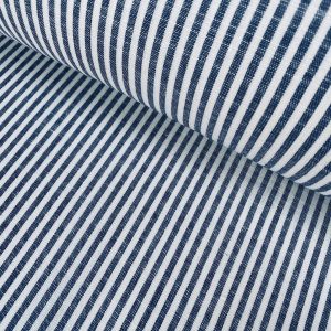 Candy Stripe Linen Fabric Light Cotton Material Cute Striped White Lines Home Decor, Dressmaking - 59" or 150cm wide - Navy Blue