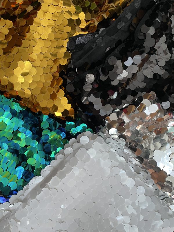 18mm Large Sequin Fabric Glitter Stretch Material - Backdrop, Dress Making, Home Decoration - 130cm wide - Sparkling Paillettes