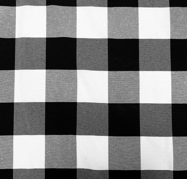 Dobby Buffalo BIG Checks Tartan Fabric Curtain Upholstery Cotton Material Plaid Scottish Royal Stewart Check 55" or 140cm Wide Canvas BLACK