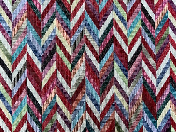 Chevron Woven Gobelin Fabric Home Decor Tapestry Material for Curtains, Upholstery  - 55"/140cm Wide - Multicolour