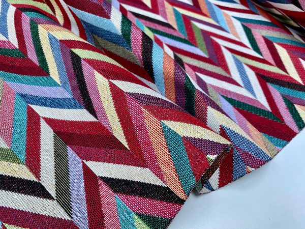 Chevron Woven Gobelin Fabric Home Decor Tapestry Material for Curtains, Upholstery  - 55"/140cm Wide - Multicolour - Image 2