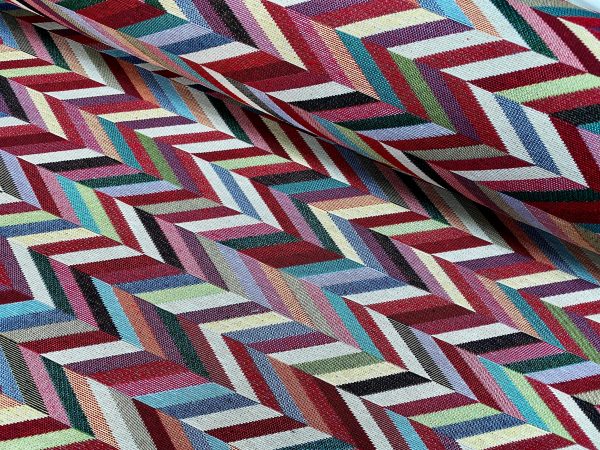 Chevron Woven Gobelin Fabric Home Decor Tapestry Material for Curtains, Upholstery  - 55"/140cm Wide - Multicolour - Image 3