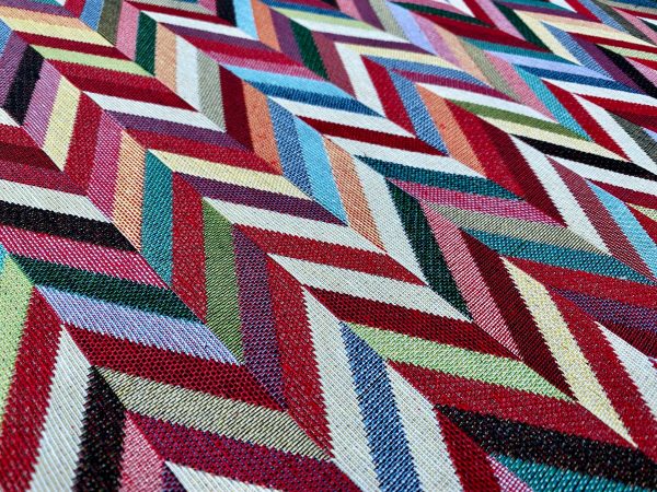 Chevron Woven Gobelin Fabric Home Decor Tapestry Material for Curtains, Upholstery  - 55"/140cm Wide - Multicolour - Image 4