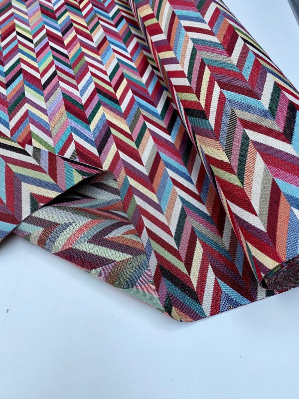 Chevron Woven Gobelin Fabric Home Decor Tapestry Material for Curtains, Upholstery  - 55"/140cm Wide - Multicolour - Image 6