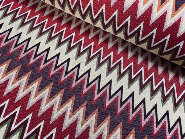 Zig Zag Woven Gobelin Fabric Home Decor Tapestry Material for Curtains, Upholstery  - 55"/140cm Wide - Multicolour