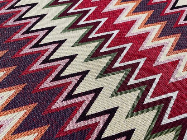 Zig Zag Woven Gobelin Fabric Home Decor Tapestry Material for Curtains, Upholstery  - 55"/140cm Wide - Multicolour - Image 6