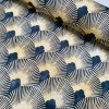 Art Deco Geometric Damask Floral Fan Fabric Fountain Leaf - Curtain Upholstery Home decor - 110"/280cm EXTRA Wide - Gold & Black - Image 2
