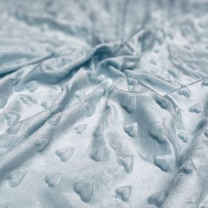 HEART Supersoft Dimple Fleece Fabric Plush Cuddle Soft - 160cm (63 inches) wide - SKY BLUE Hearts